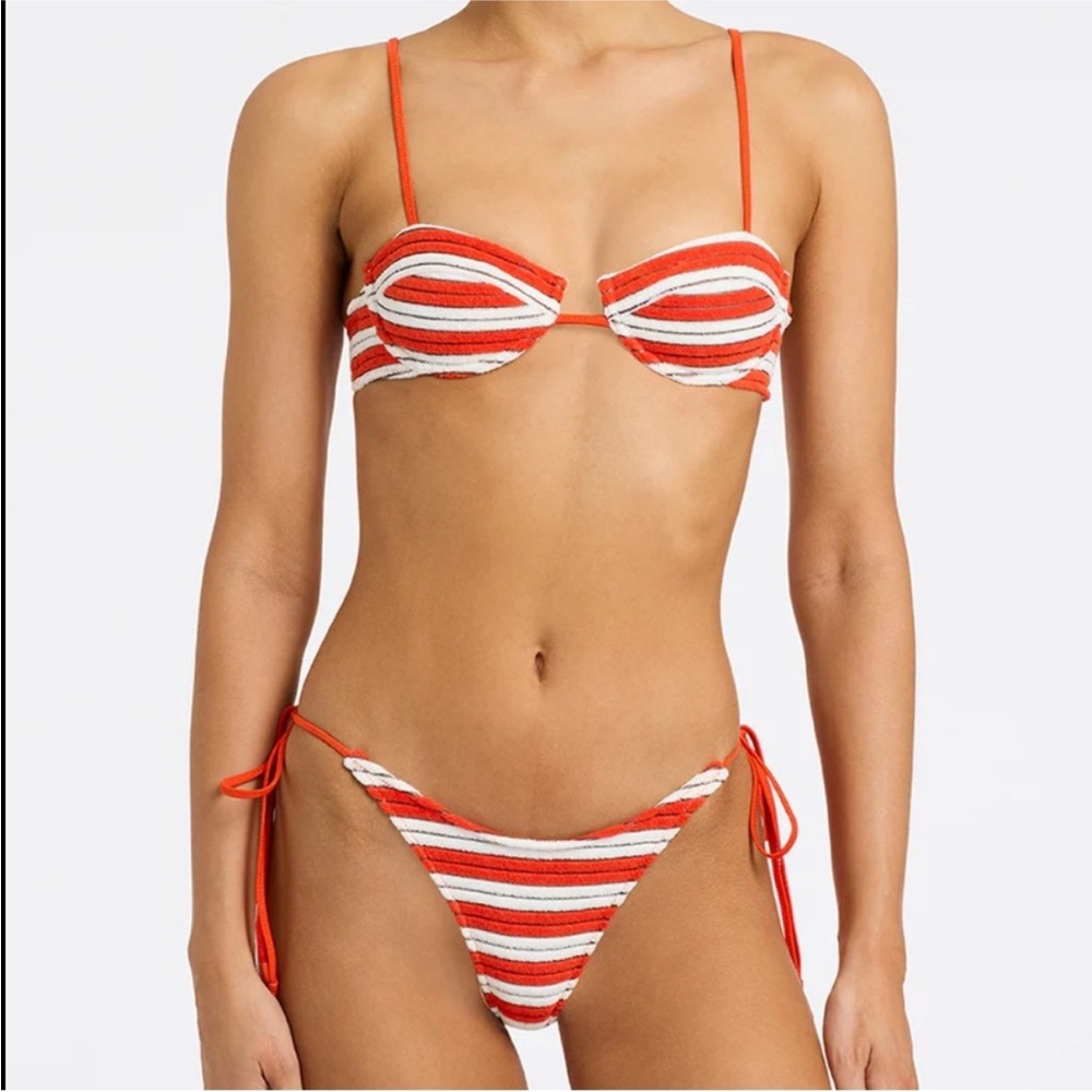 triangl swimwear Red and White Striped Bikini Set